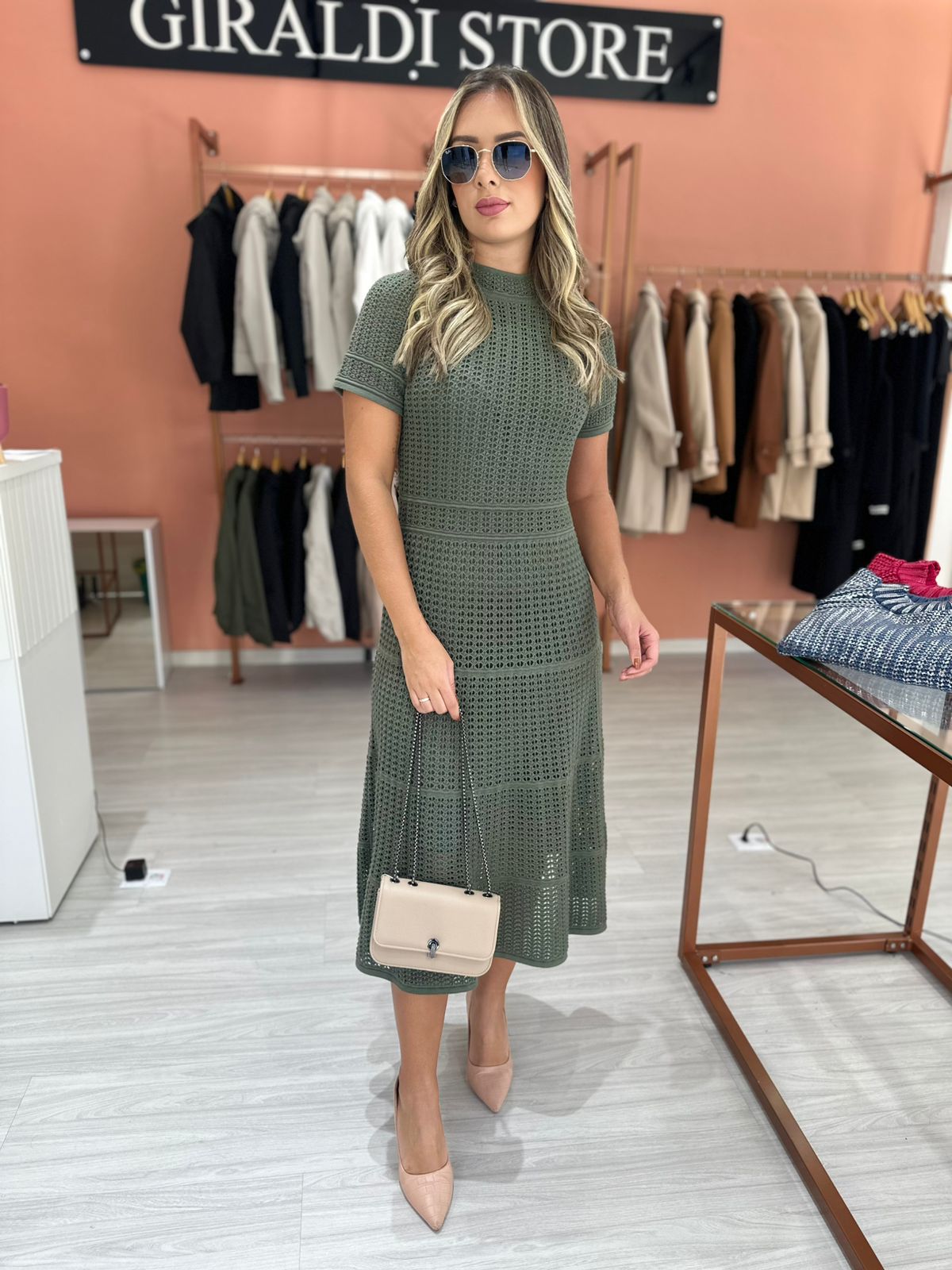 Vestido Midi Tricô Verde