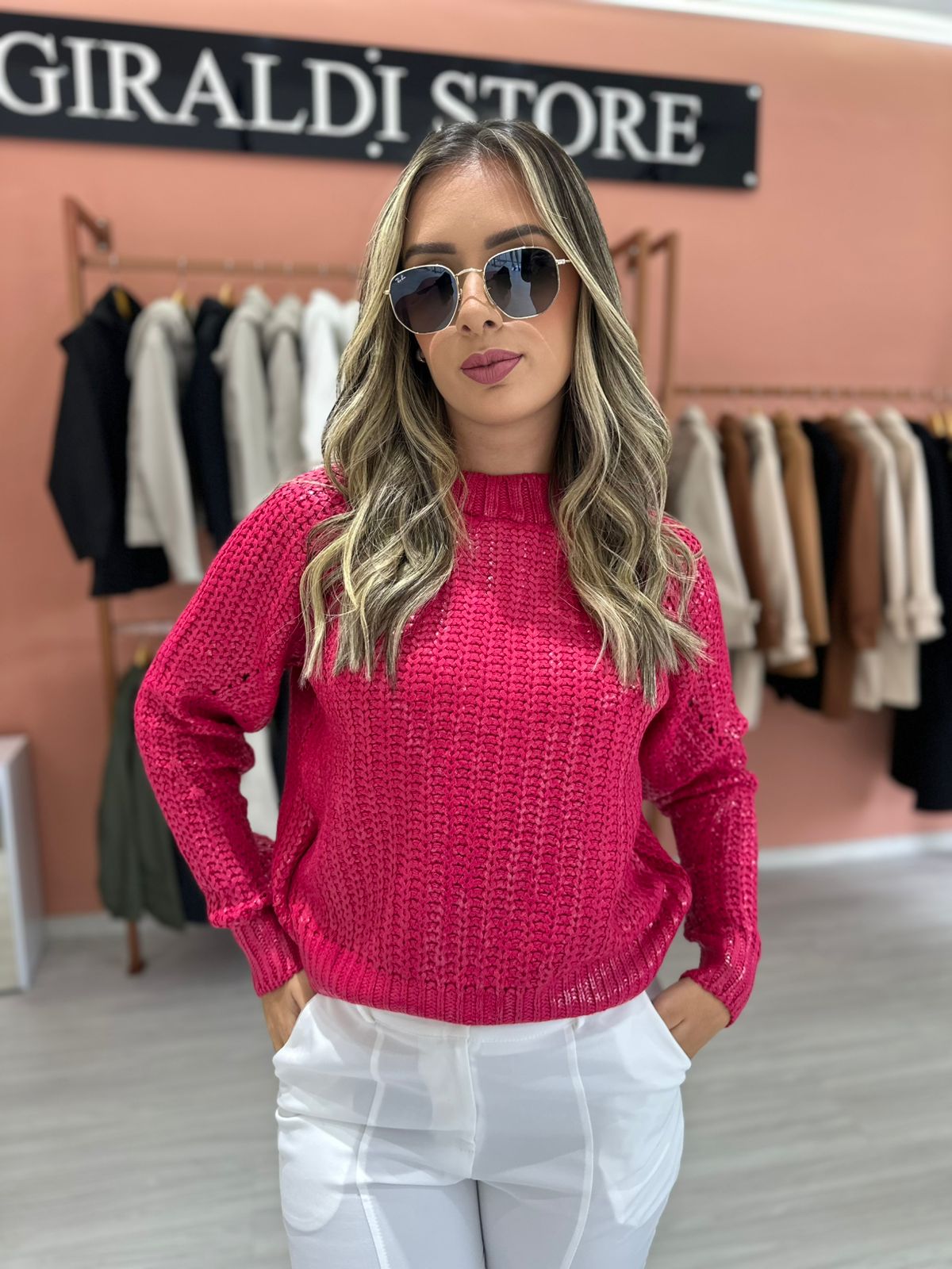 Tricô Rosa Metalizado