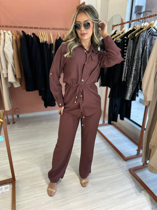 Conjunto de Parka Marrom