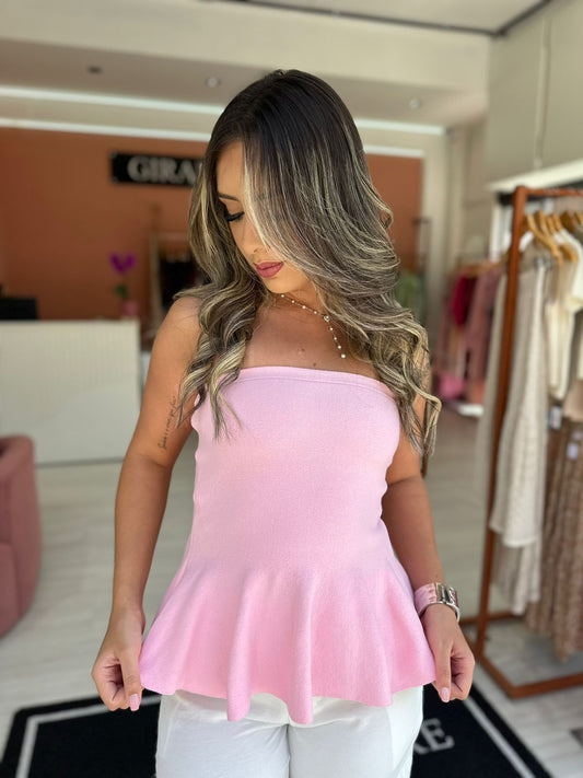 Blusa Rosa Peplum